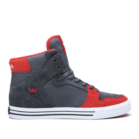 Supra Vaider Mens High Tops Shoes Deep Grey/Red UK 84XKO